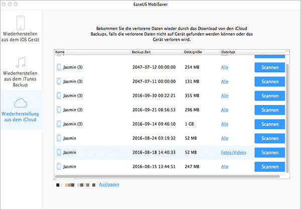 iCloud Daten wiederherstellen mit Anleitung von EaseUS MobiSaver Free for Mac