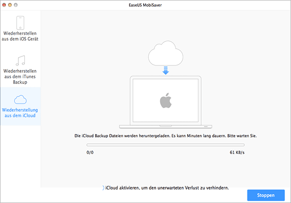 iCloud Daten wiederherstellen mit Anleitung von EaseUS MobiSaver Free for Mac