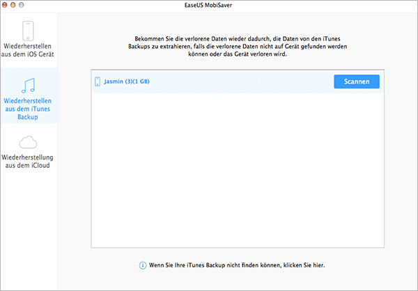 iTunes Daten wiederherstellen mit Anleitung von EaseUS MobiSaver Free for Mac