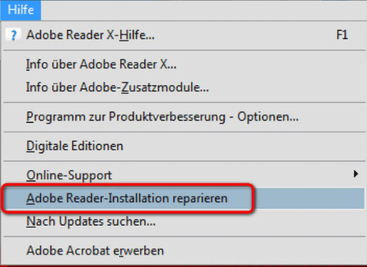 Adobe Reader-Installation reparieren