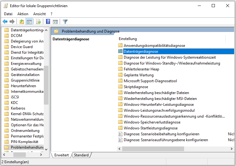 Datenträgerdiagnose öffnen