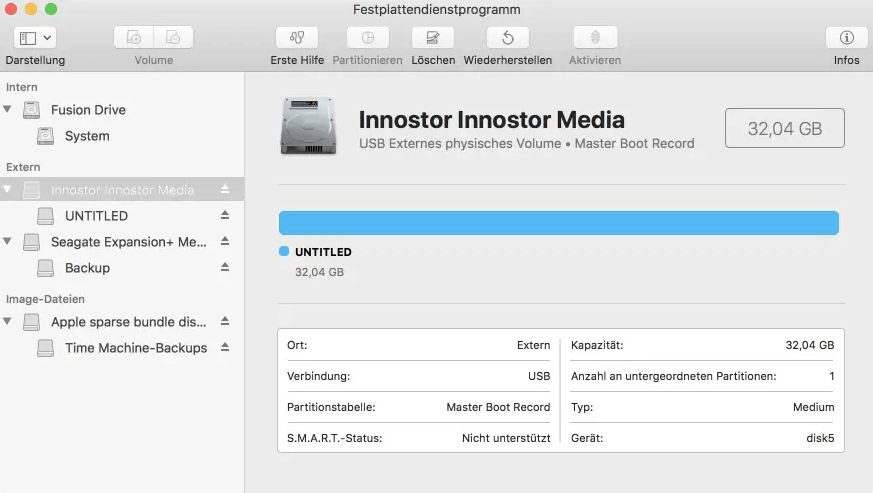 Volume auf Mac löschen