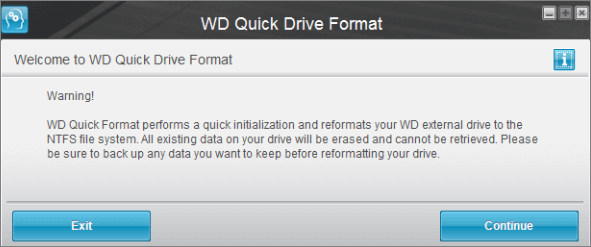 WD externe Festplatte mit WD Quick Formatter formatieren - Formatter starten