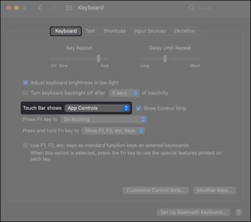 MacBook Pro Touch Bar Einstellungen anpassen