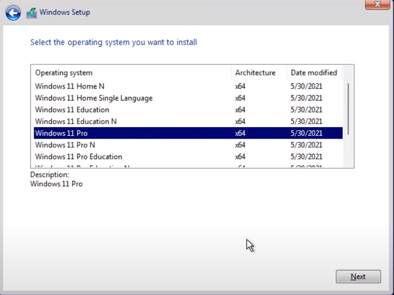 Betriebssystem auswählen