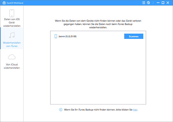 iTunes Daten wiederherstellen mit Anleitung von EaseUS MobiSaver