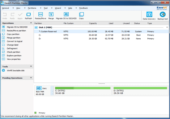 EaseUS Partition Master Startup