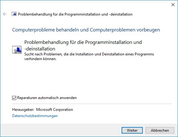 Fehlerbehenung: Programme lassen sich nicht deinstallieren unter Windows Server 2012/2016/2019 ...