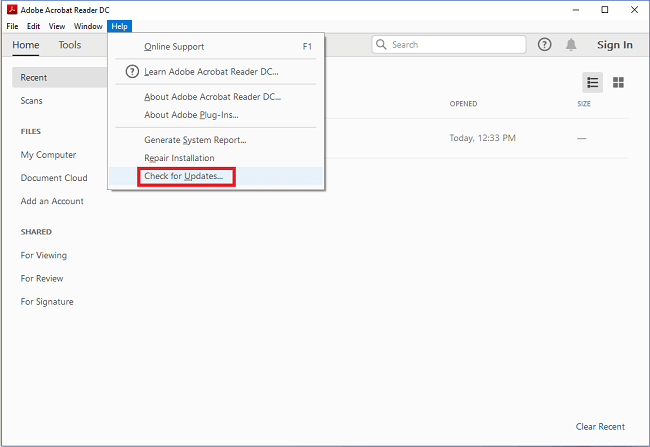 Aktualisieren Sie Adobe Reader