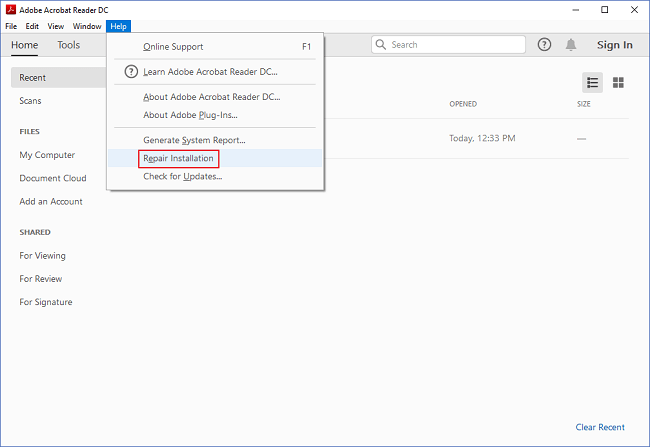 Adobe PDF-Reader reparieren