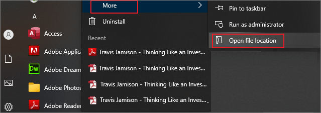 Dateispeicherort öffnen