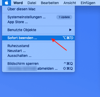 das Menü 'Beenden erzwingen' verwenden