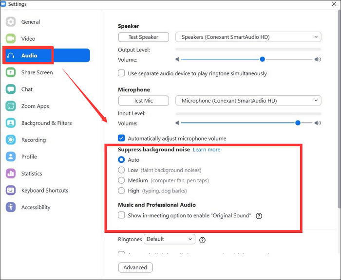 Audio-Optionen in Zoom