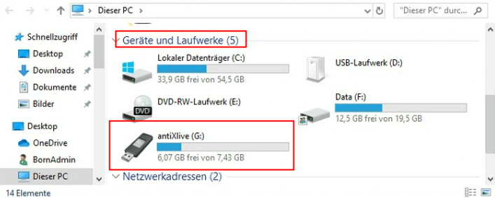 backup laufwerk auswählen
