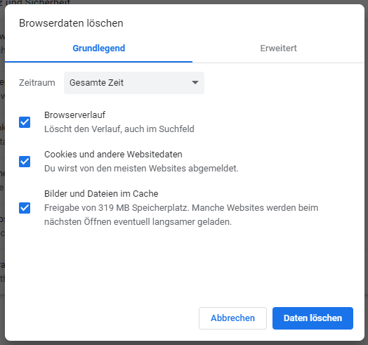 Klicken Sie auf Durchsuchungsdaten in der Option Weitere Tools