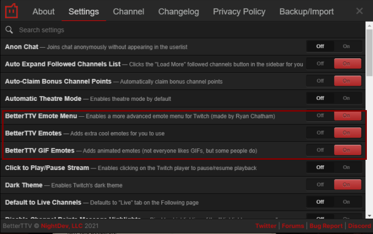  Einstellungen für BTTV-Emotes aktivieren