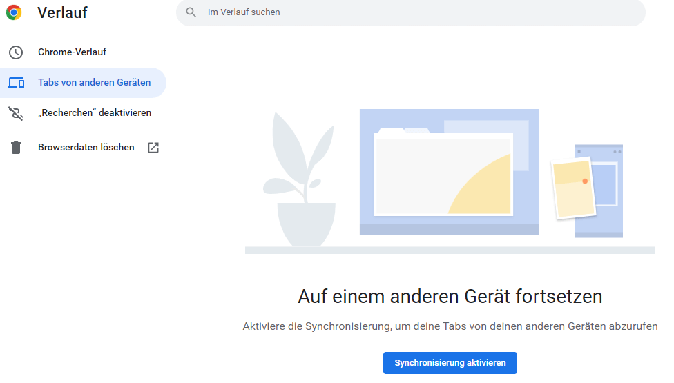 Was sind Tabs von anderen Geräten in Chrome