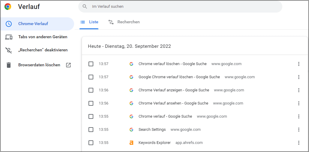 Was ist eine chronologische Google-Liste