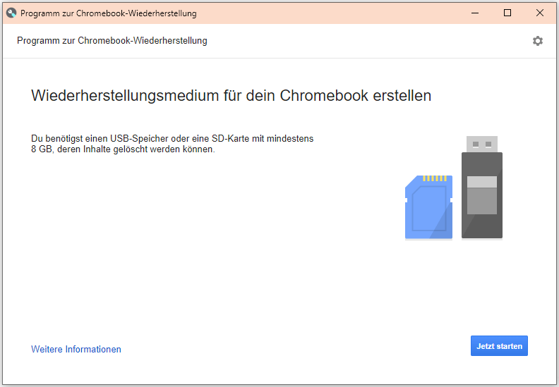 Programm zur Chromebook-Wiederherstellung starten