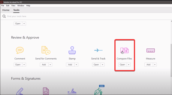 Klicken Sie auf Compare Files