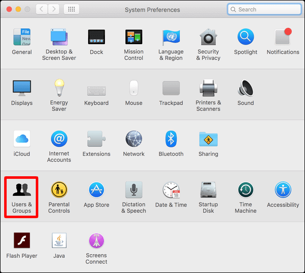 Benutzer und Gruppe öffnen