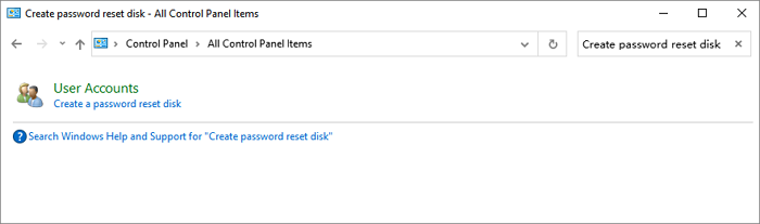 Nach Kennwortrücksetzdiskette erstellen suchen