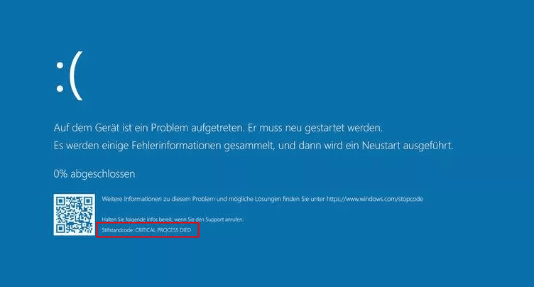 CRITICAL PROCESS DIED