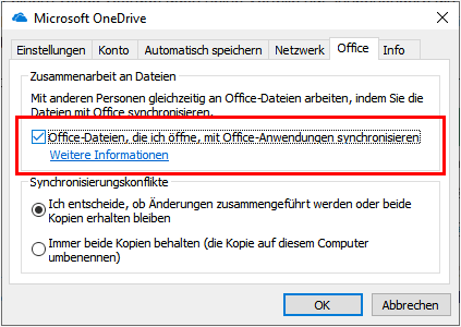 Office-Upload deaktivieren