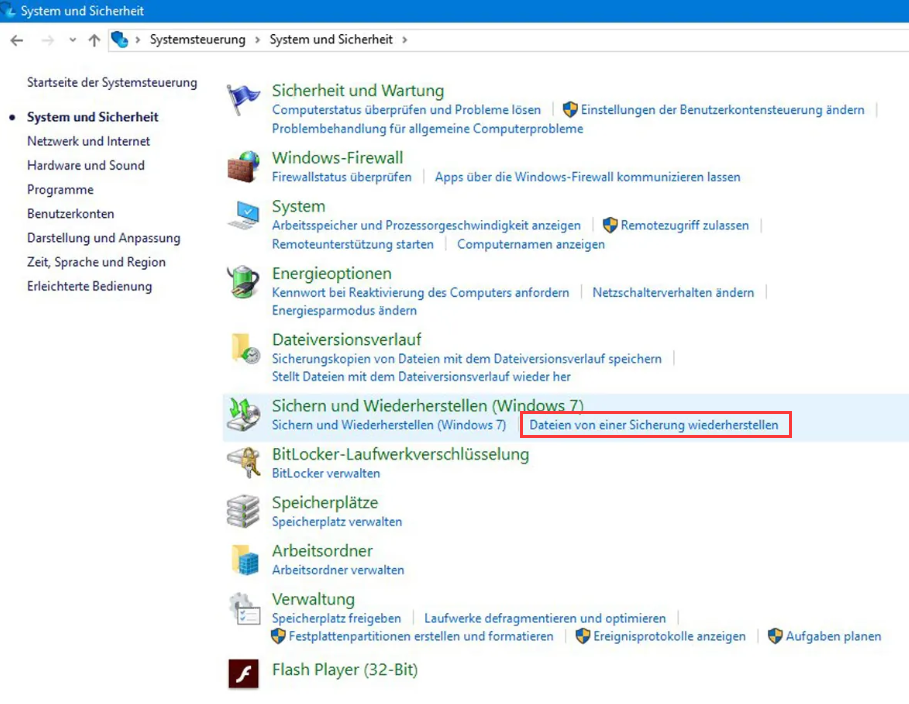 wiederherstellen von ransomware-verschlüsselten dateien - windows backup