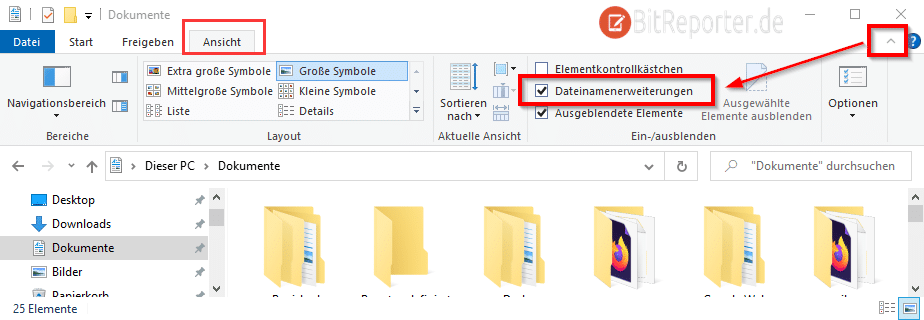 Dateinamenerweiterungen prüfen