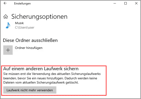 Beenden Sie die Verwendung des aktuellen Laufwerks