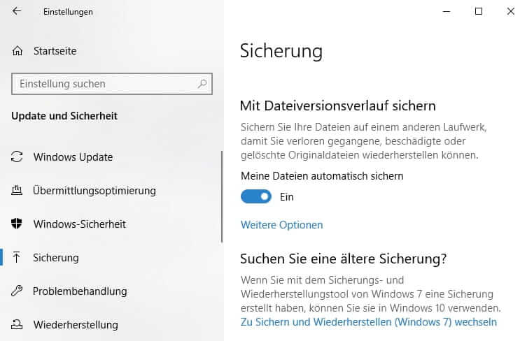 Die Verbindung Zum Dateiversionsverlauf Laufwerk War Zu Lange Getrennt
