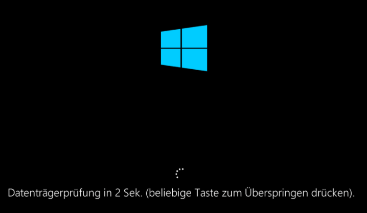 Datenträgerüberprüfung überspringen