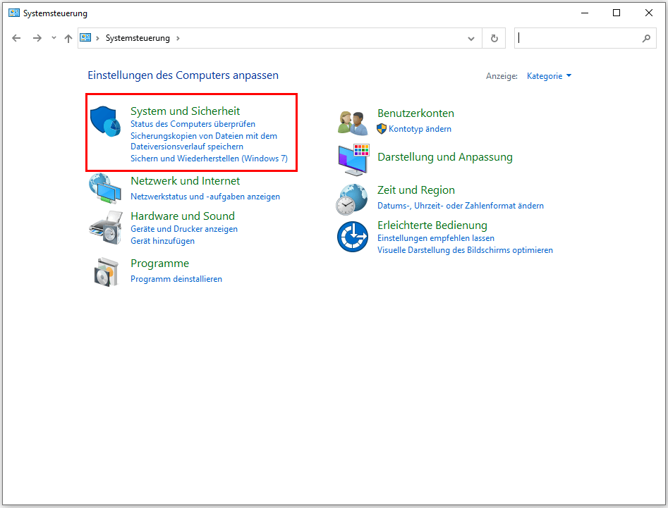 Datenträgerverwaltung über die Systemsteuerung öffnen -1