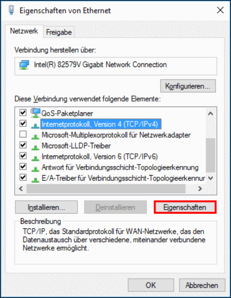 Internetprotokoll Version 4 Eigenschaften ändern
