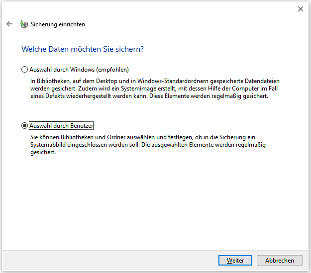 Ausgewählte Dateien durch eine Image-Datei sichern - Schritt 3