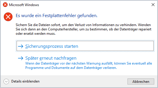 Es Wurde Ein Festplattenfehler Gefunden Windows 8 Windows: Es wurde ein Festplattenfehler gefunden [Gelöst] - EaseUS
