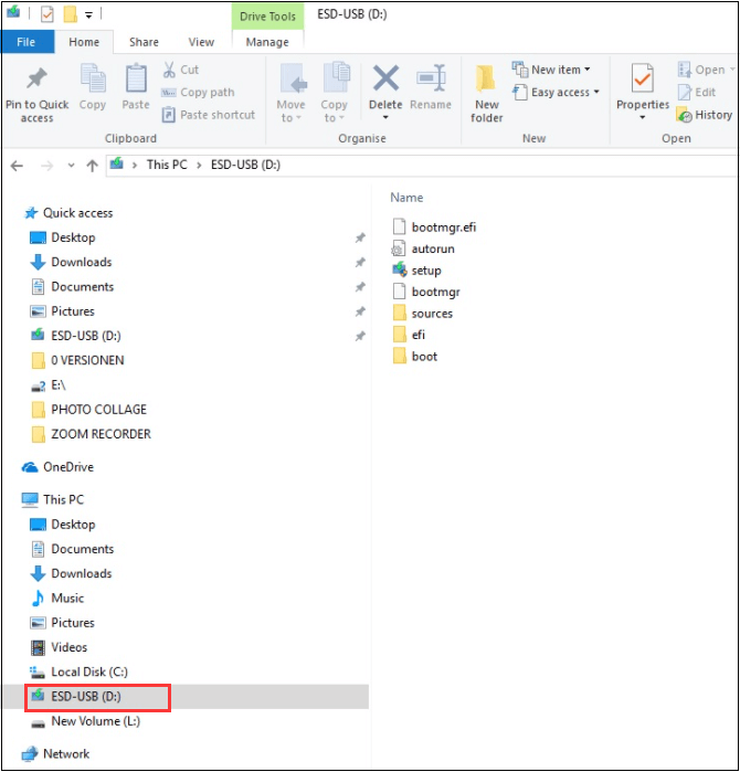 Die Partition ist zu ESD-USB geworden