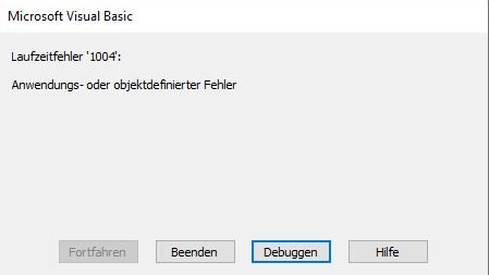 Excel Laufzeitfehler 1004