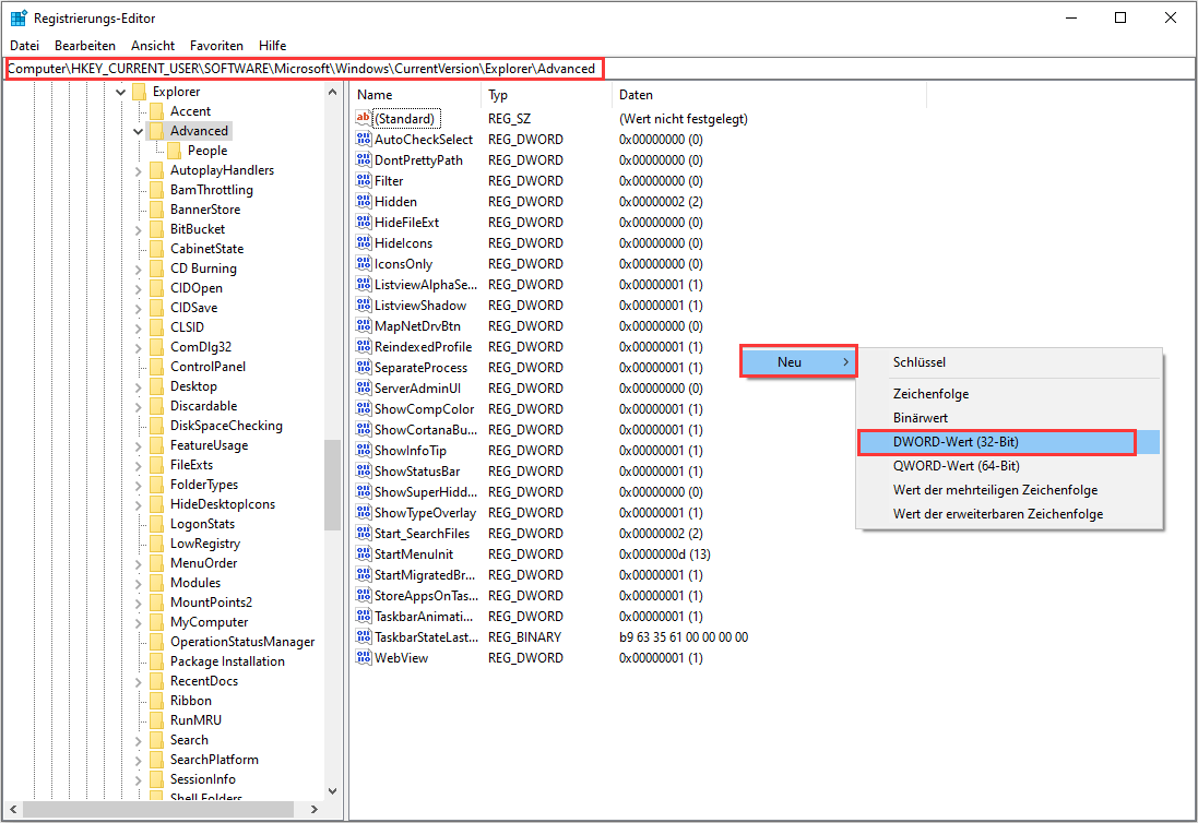 Neuen Wert erstellen
