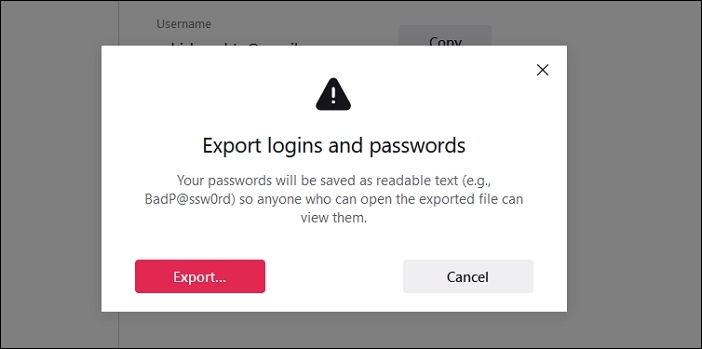 Logins und Passwörter exportieren