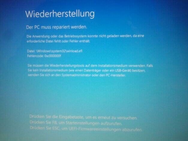 Fehlercode 0xc0000185