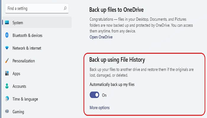 Automatische Backups unter Windows 11 mit Dateiversionsverlauf - Schritt 2