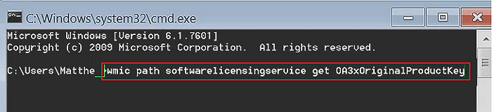 Den Produktschlüssel mit dem CMD-Befehl finden