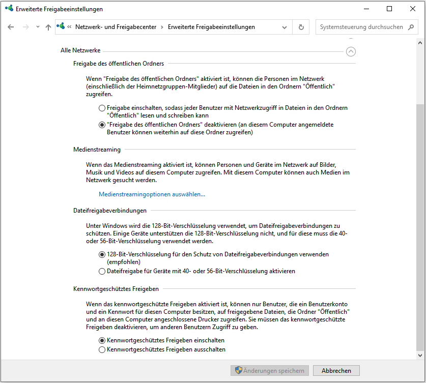Erweiterte Freigabeeinstellungen ändern - Schritt 4