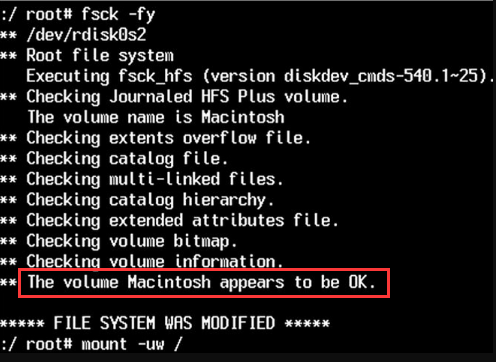 Das Volumen Macintosh scheint in Ordnung zu sein