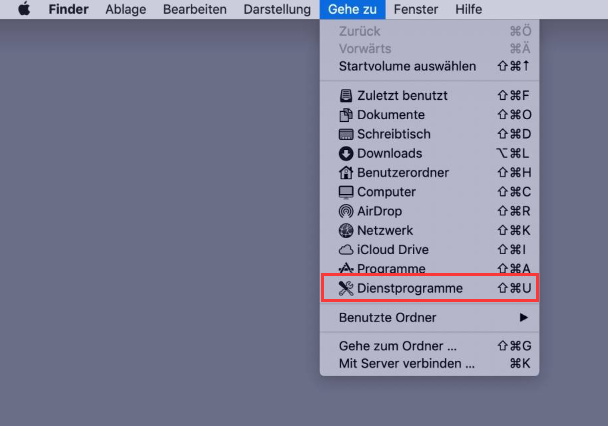 Öffnen Sie das Festplattendienstprogramm im Finder