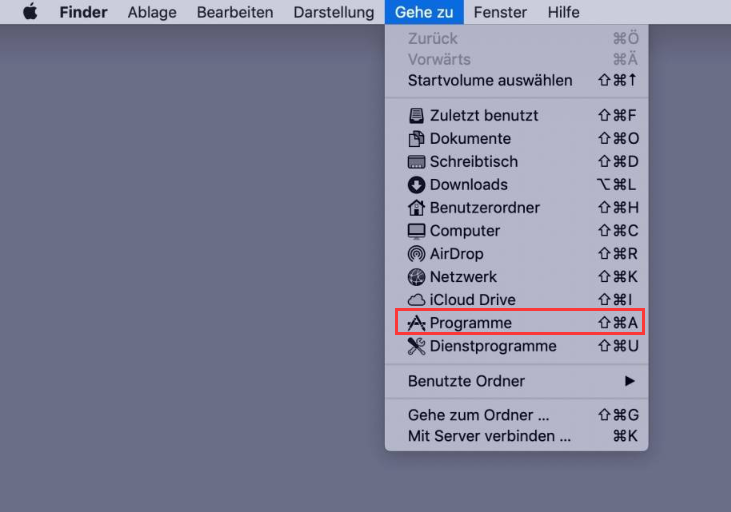 Mac-Ordner Programme öffnen
