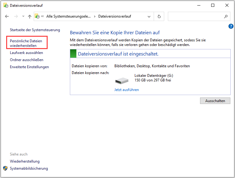 Persönliche Dateien wiederherstellen