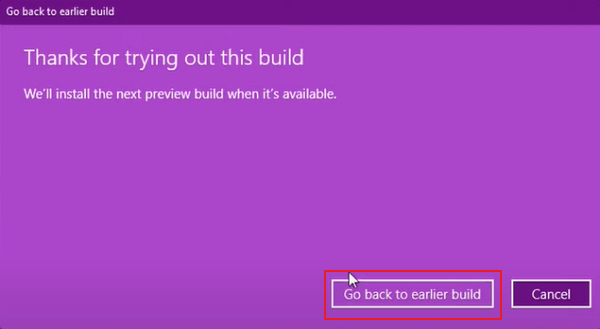 Zu einem früheren Build zurückkehren